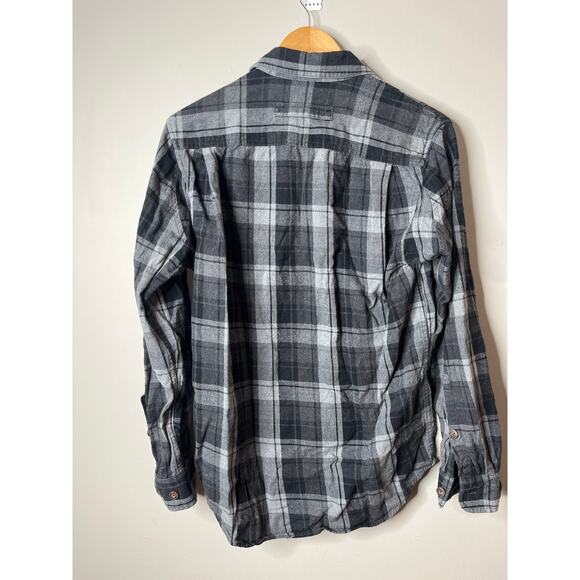 Duluth Mens Gray and White Plaid Button Up Small - Picture 3 of 3